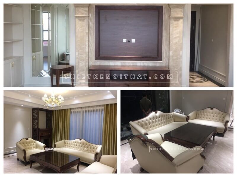 Công trình thi công nội thất phòng khách chung cư D